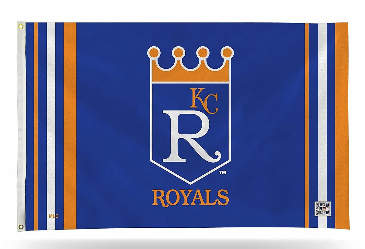 Kansas City Royals Premium 3x5 Feet Flag Banner, Retro Logo, Metal Grommets, Outdoor Indoor, Single Sided