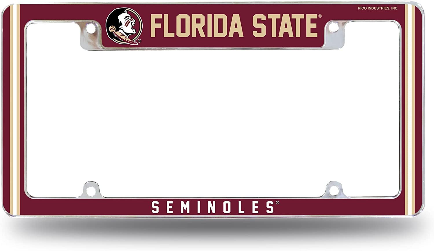 Florida State University Seminoles Metal License Plate Frame Chrome Tag Cover Alternate Design 6x12 Inch