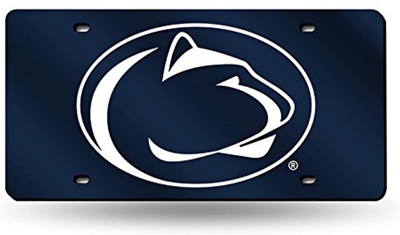 Penn State University Nittany Lions Premium Laser Cut Tag License Plate, Mirrored Acrylic Inlaid, 12x6 Inch