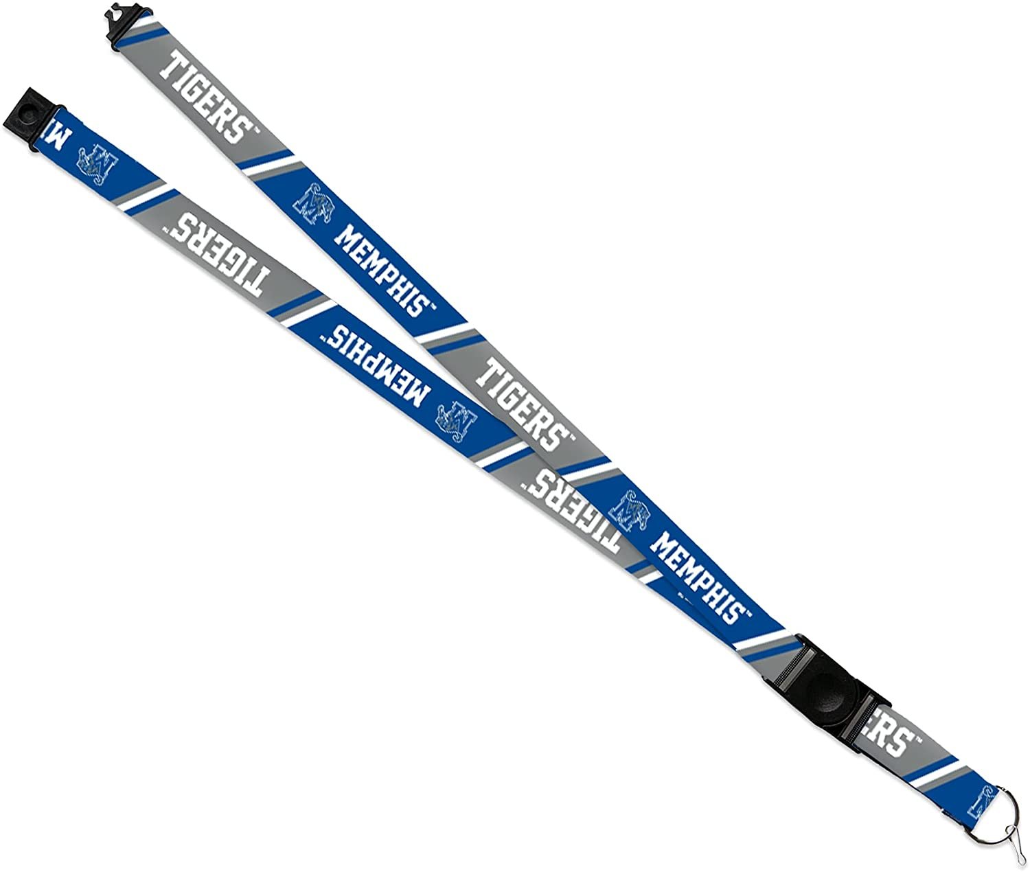 University of Memphis Tigers Lanyard Keychain Double Sided 18 Inch Button Clip Safety Breakaway
