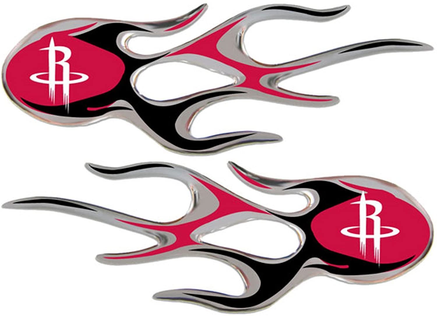 Houston Rockets 2-pack Drip Molded Plastic Raised Flame Flames Decal Emblem Sticker Basketball 1