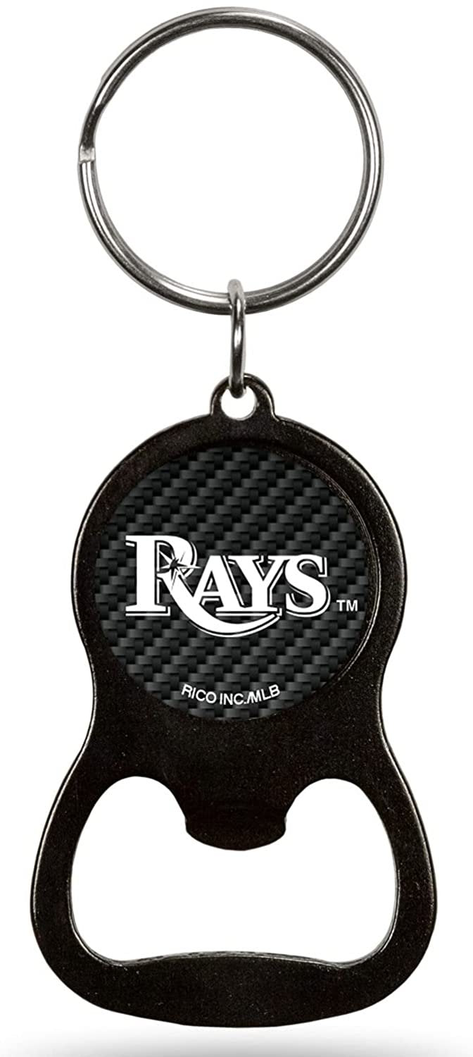 Tampa Bay Rays Metal Keychain Bottle Opener, Carbon Fiber Design 2