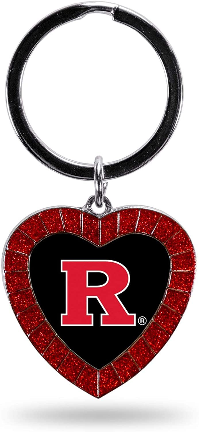 Rutgers University Scarlet Knights Keychain Color Rhinestone Heart