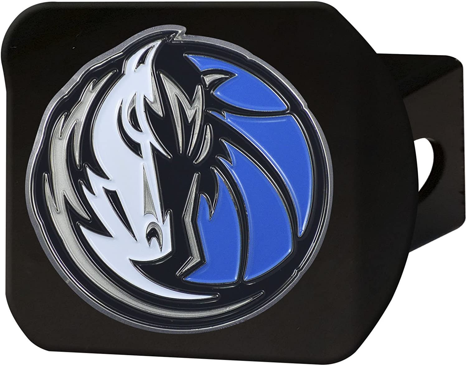 Dallas Mavericks Solid Metal Black Hitch Cover with Color Metal Emblem 2 Inch Square Type III