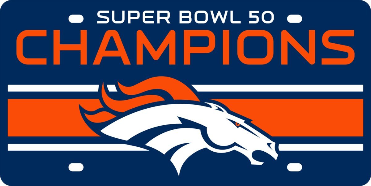 Stockdale Denver Broncos Super Bowl 50 Champions Logo Laser Cut Acrylic License Plate 1