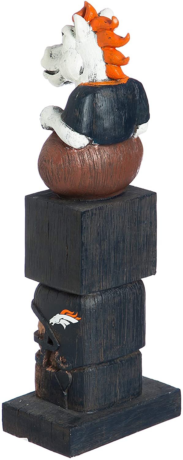 Denver Broncos Garden Statue, Tiki Totem Style, Outdoor or Indoor Use, 16 Inch Tall, Beautiful Hand Painted Resin Construction 2