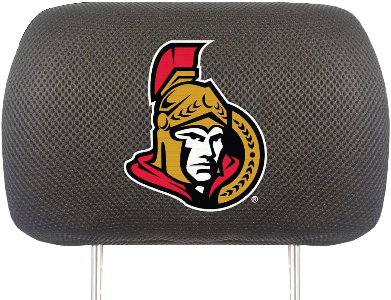 Ottawa Senators Pair of Premium Auto Head Rest Covers, Embroidered, Black Elastic, 14x10 Inch 1