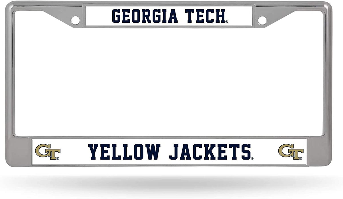Georgia Tech University Yellow Jackets Metal License Plate Frame Chrome Tag Cover 6x12 Inch