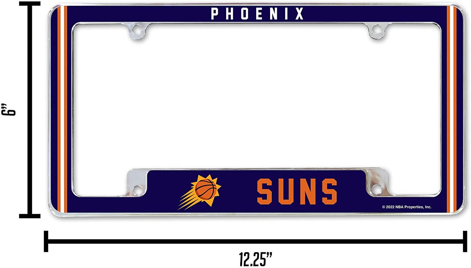 Phoenix Suns Metal License Plate Frame Chrome Tag Cover Alternate Design 6x12 Inch 4