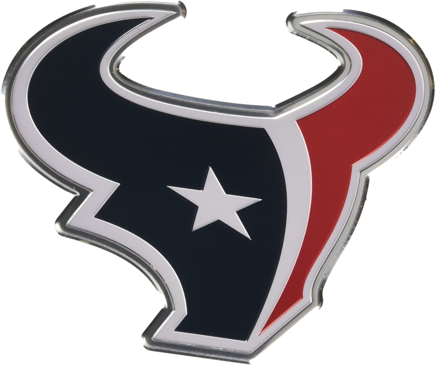 Houston Texans Auto Emblem, Aluminum Metal, Embossed Team Color, Raised Decal Sticker, Full Adhesive Backing 1