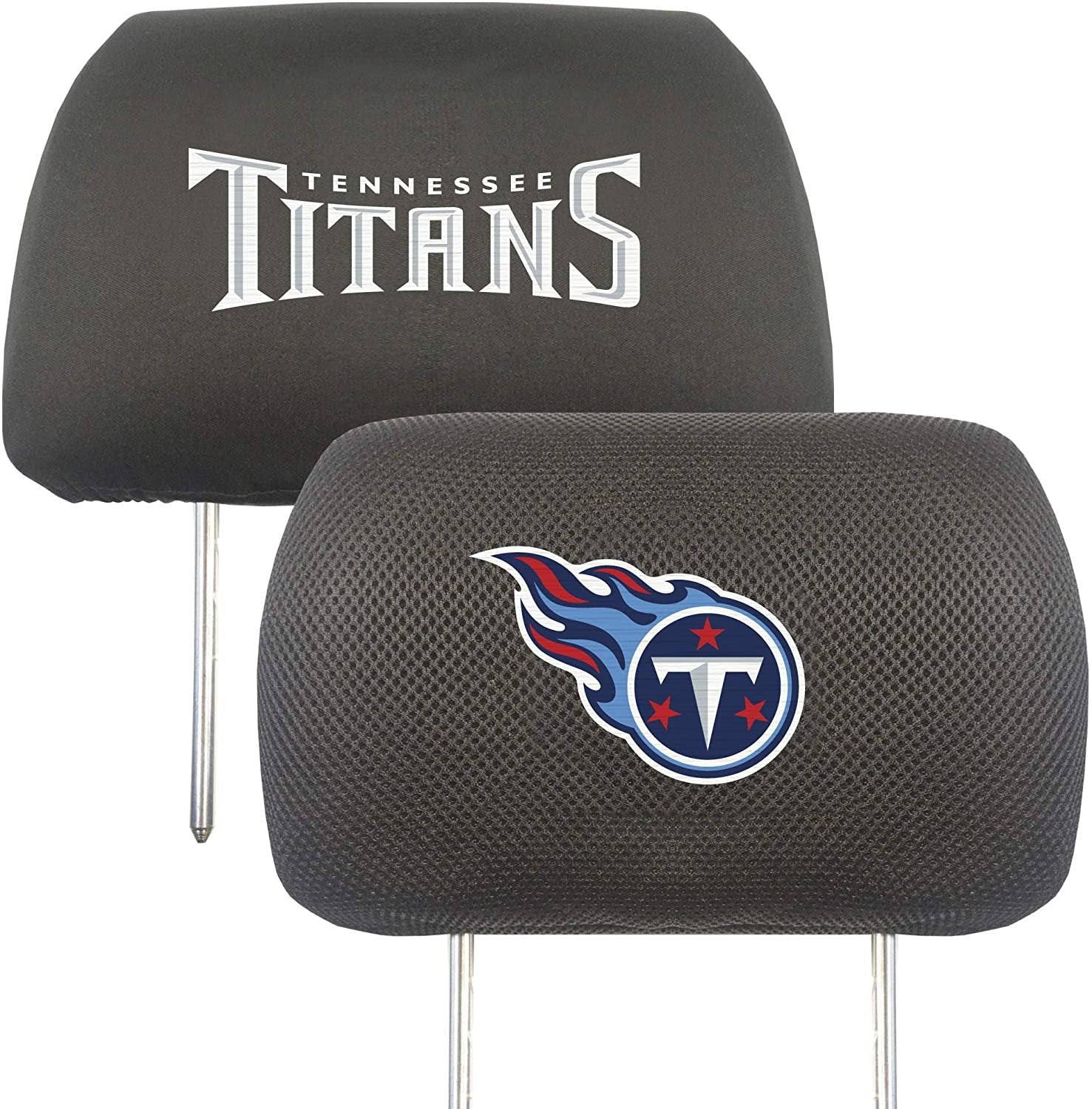 Tennessee Titans Pair of Premium Auto Head Rest Covers, Embroidered, Black Elastic, 14x10 Inch 1