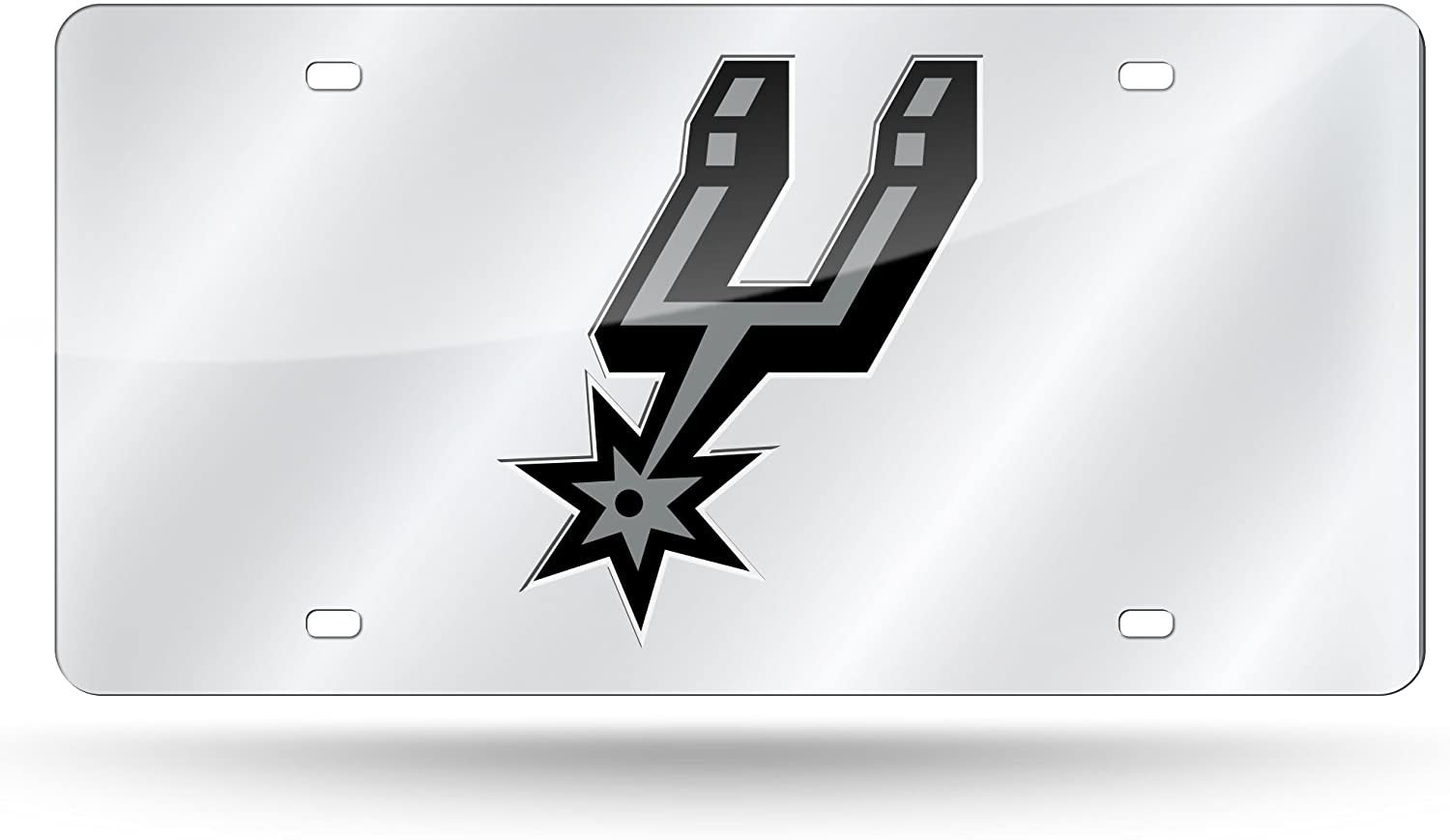 San Antonio Spurs Premium Laser Cut Tag License Plate, Mirrored Acrylic Inlaid, 12x6 Inch 1