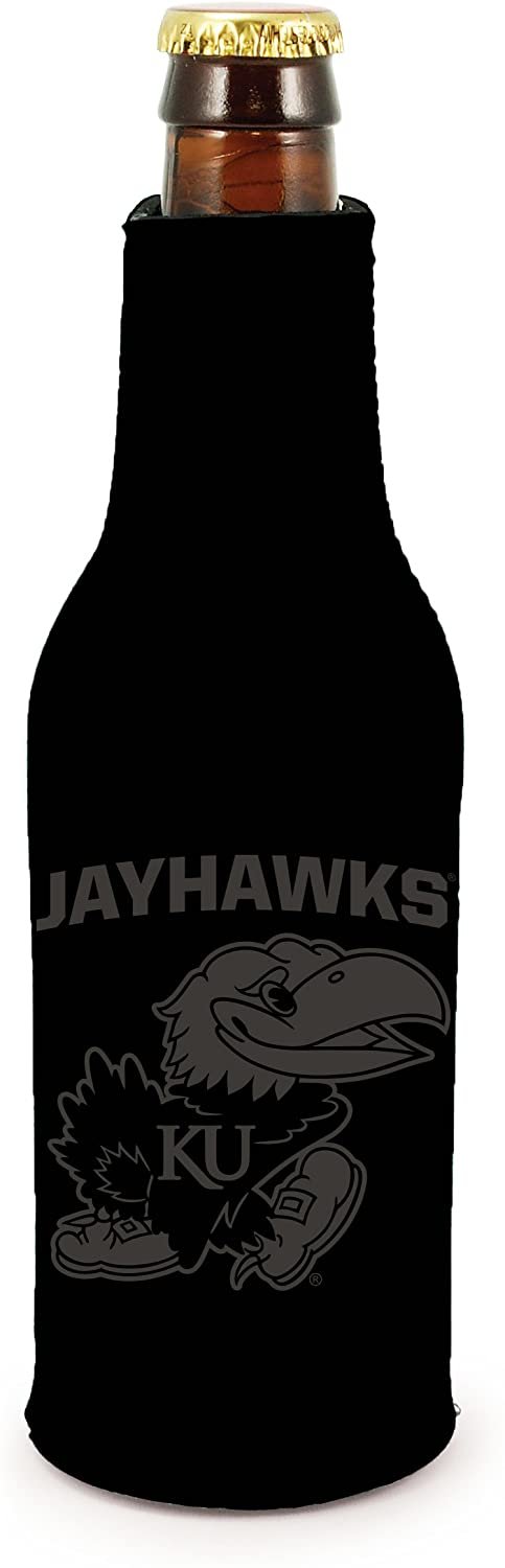 Kansas Jayhawks 2-Pack Zipper Bottle Tonal Black Beverage Insulator Neoprene Holder Cooler Coolie University of 1