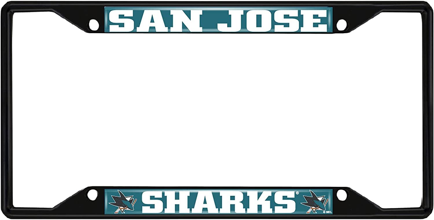 FANMATS 31390 San Jose Sharks Metal License Plate Frame Black Finish