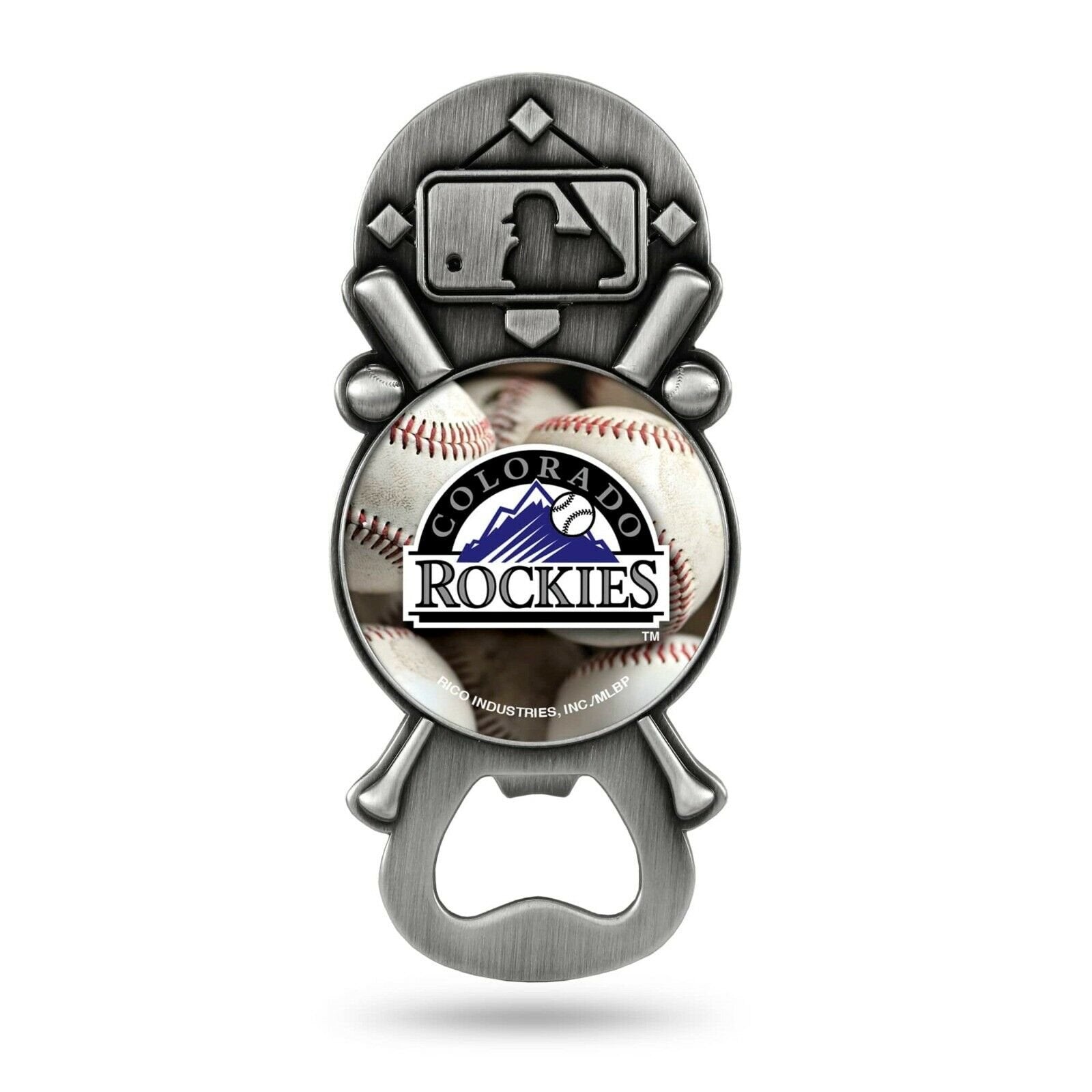 Colorado Rockies Party Starter Magnetic Pewter Metal Bottle Opener Baseball 1