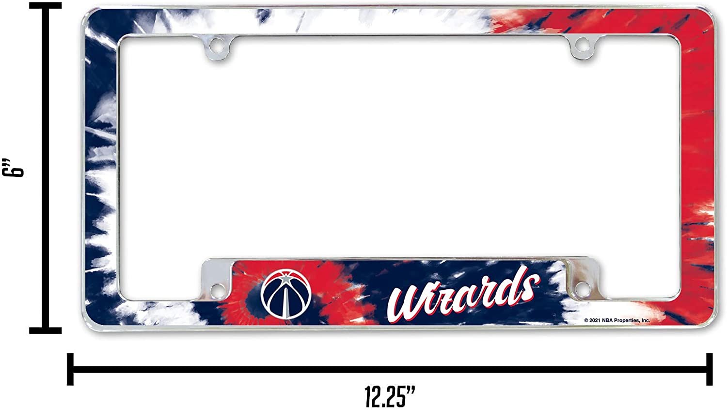 Washington Wizards Metal License Plate Frame Chrome Tag Cover Tie Dye Design 6x12 Inch 5