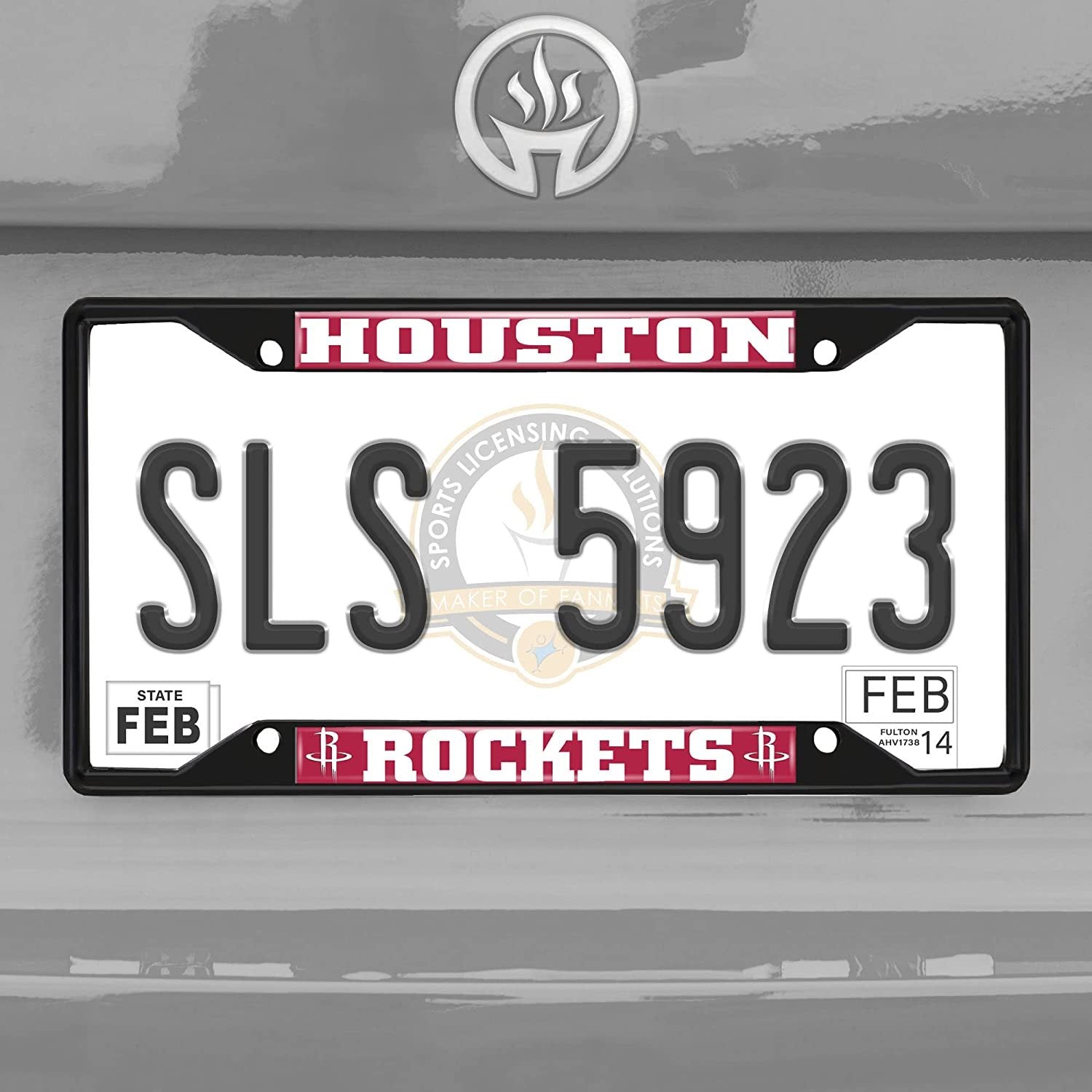 FANMATS 31331 Houston Rockets Metal License Plate Frame Black Finish