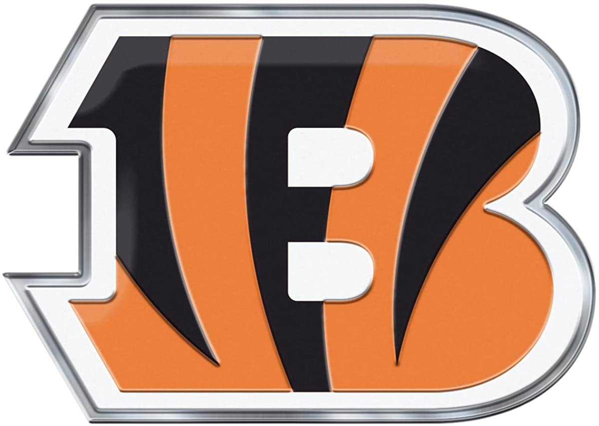 Cincinnati Bengals Premium Aluminum Metal Raised Auto Emblem, Alternate Logo, Color Embossed, Full Adhesive Backing 1