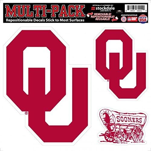 University of Oklahoma Sooners 8 Inch Multi Sticker Decal Set, Shape Cut, Flat Vinyl, Full Adhesive Backing 1