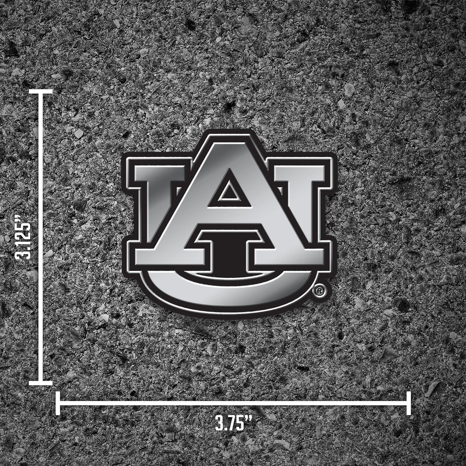 Auburn University Tigers Auto Emblem, Silver Chrome Color, Raised Molded Plastic, Adhesive Tape Backing 4