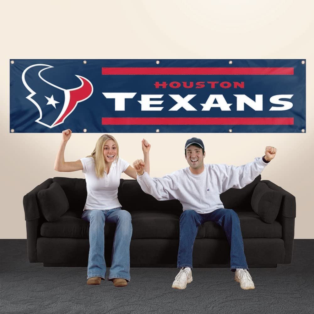 Houston Texans Huge 8x2 Feet Premium Emboridered Banner Flag Metal Grommets 2