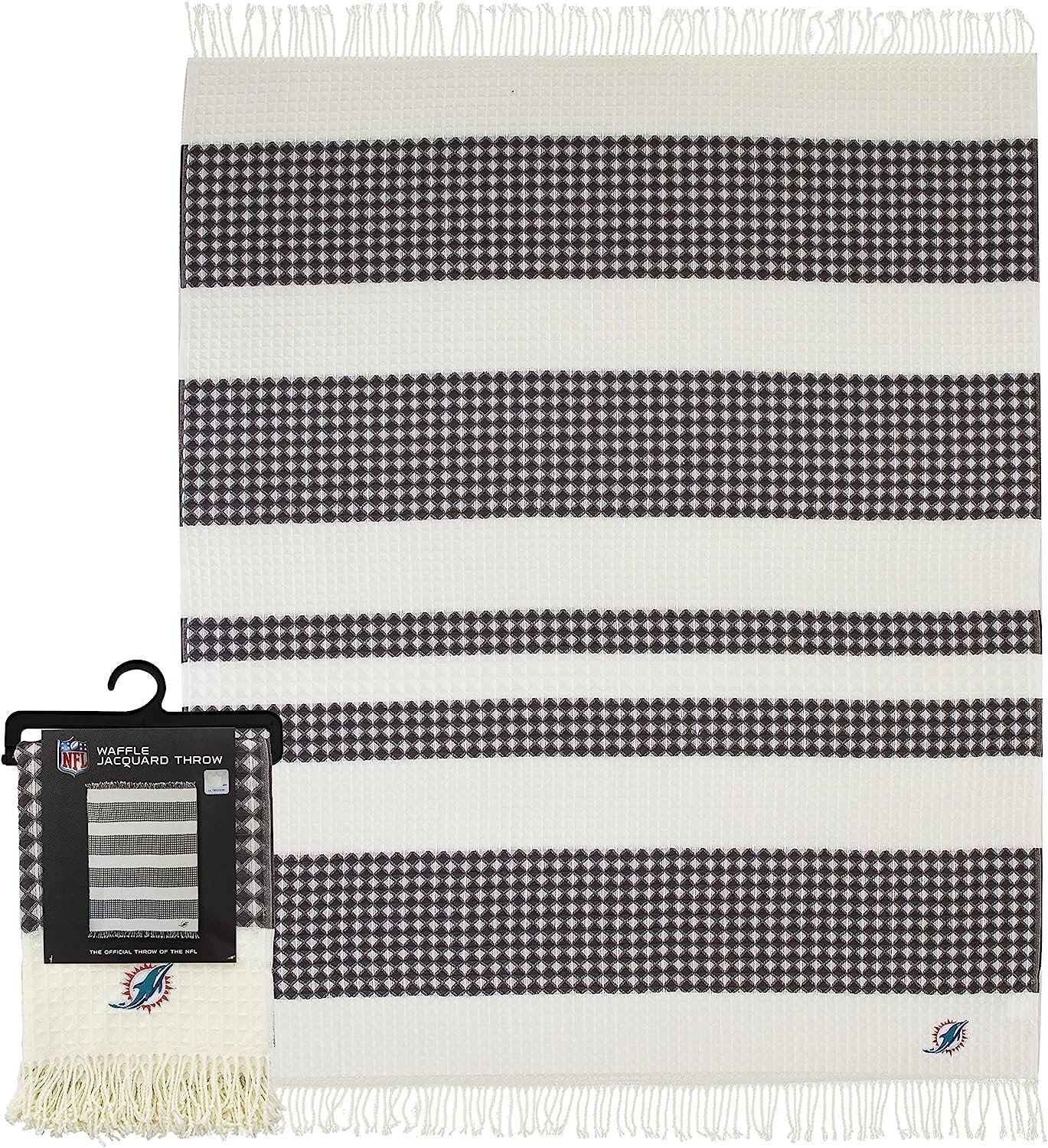 Miami Dolphins Throw Blanket Waffle Weave Jacquard, 50x60 Inch, Unisex-Adult, 100% Acrylic 2