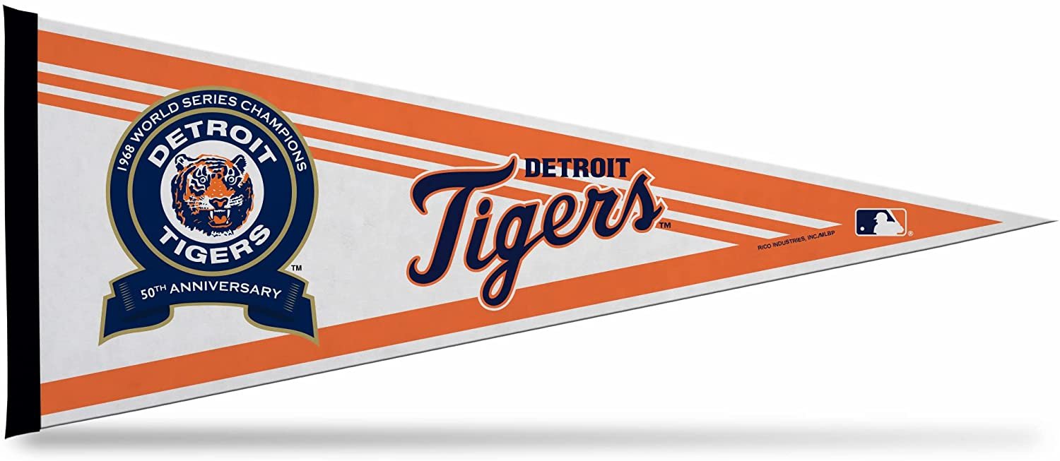 Detroit Tigers 1968 World Series Championship 12x30 Inch Soft Felt Pennant 50th Anniversary 1