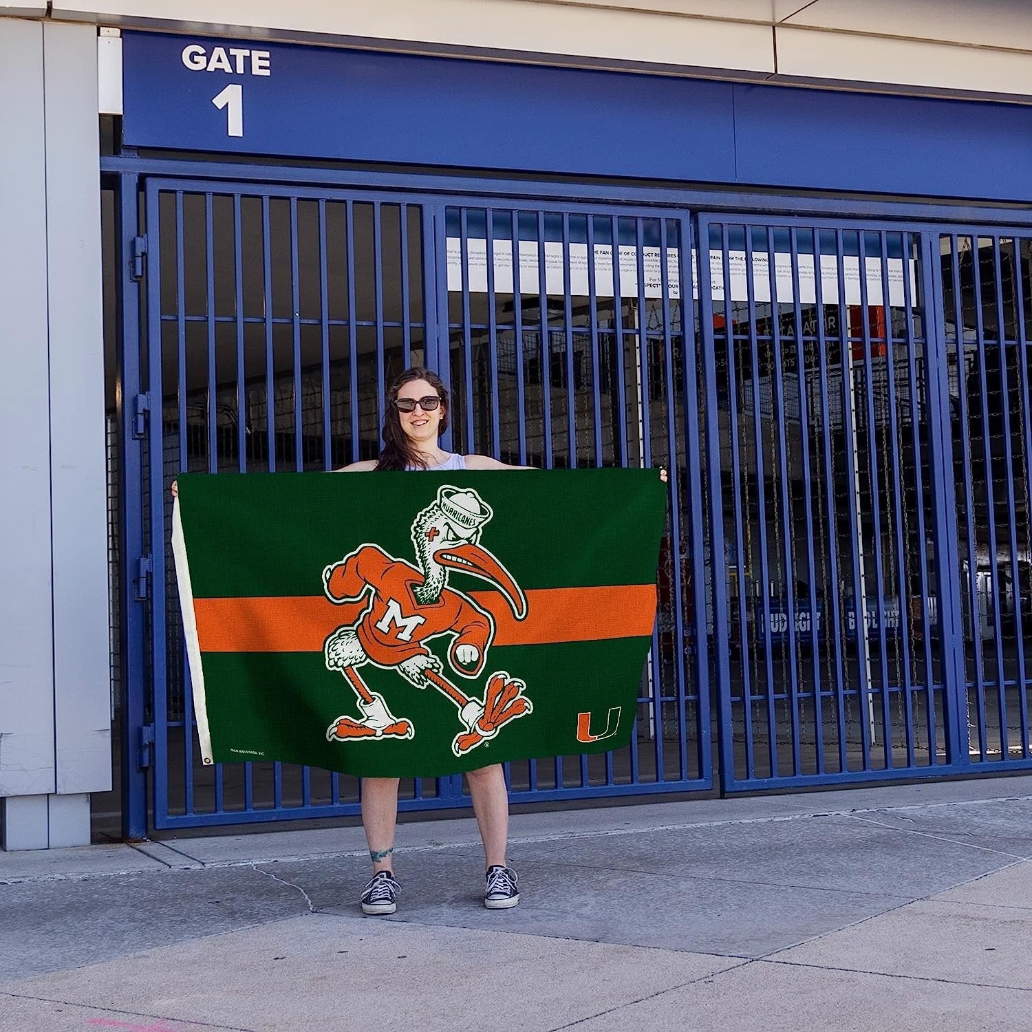 University of Miami Hurricanes Flag Banner 3x5 Feet Metal Grommets Ibis Mascot Design 6