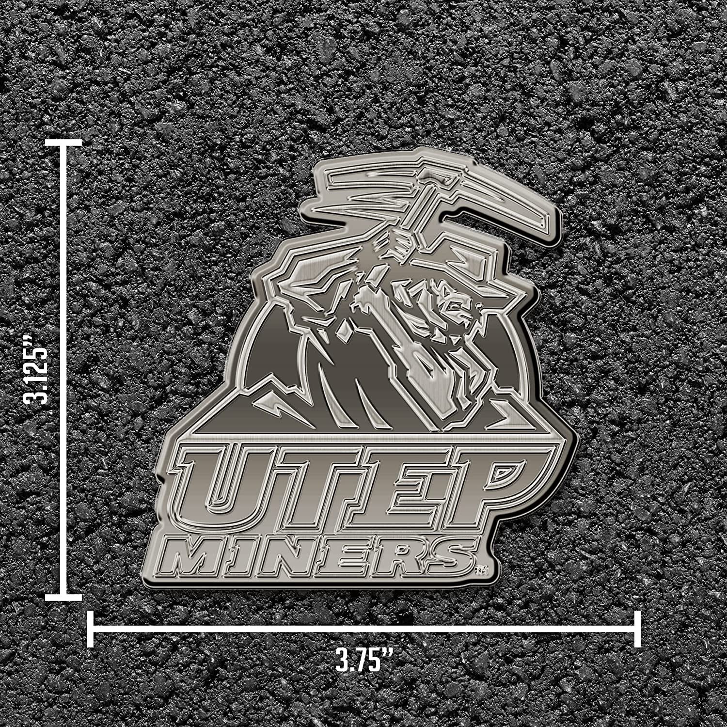 University of Texas El Paso Miners UTEP Auto Emblem Solid Metal Antique Style 4
