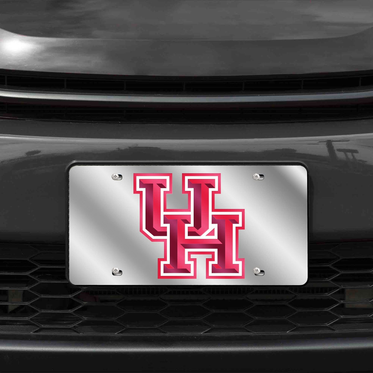 University of Houston Cougars Premium Laser Cut Tag License Plate, Mirrored Acrylic Inlaid, 12x6 Inch