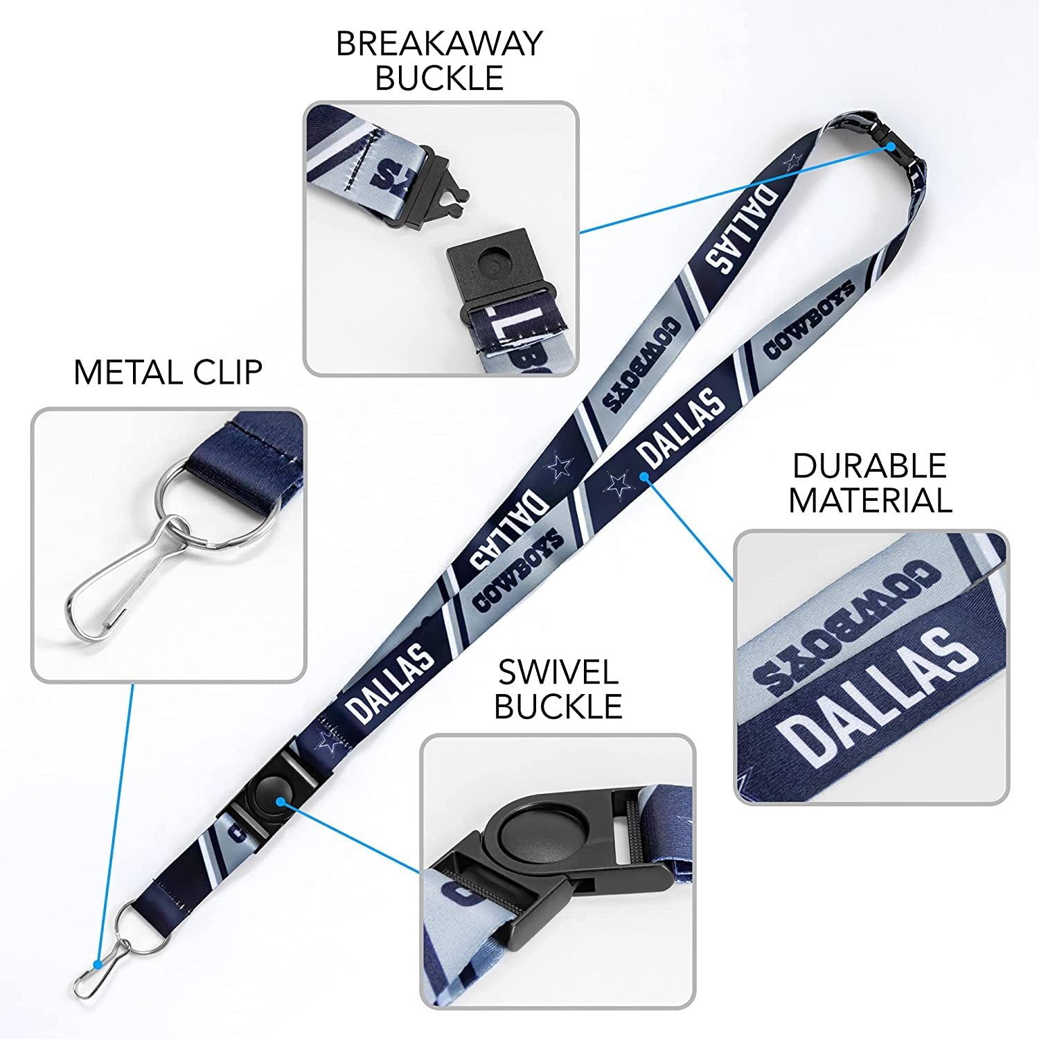 Baltimore Ravens Lanyard Keychain Double Sided Breakaway Safety Design Adult 18 Inch 6