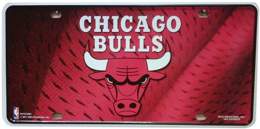 Chicago Bulls Metal Auto Tag License Plate, Logo Design, 6x12 Inch 1
