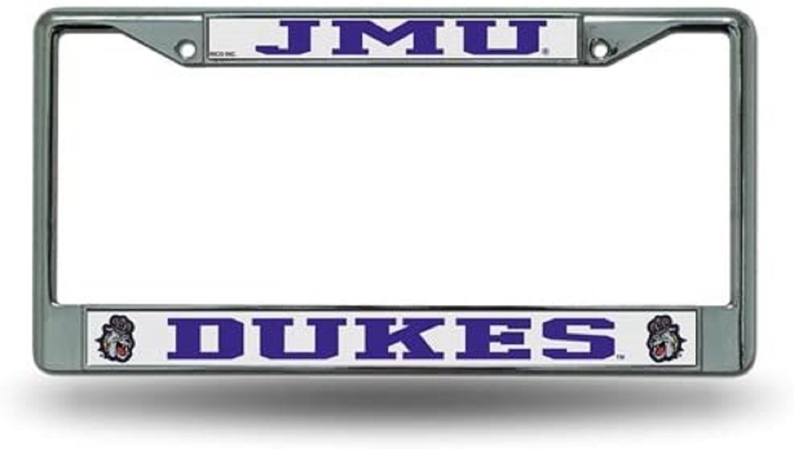 James Madison University Dukes JMU Metal License Plate Frame Chrome Tag Cover, 12x6 Inch