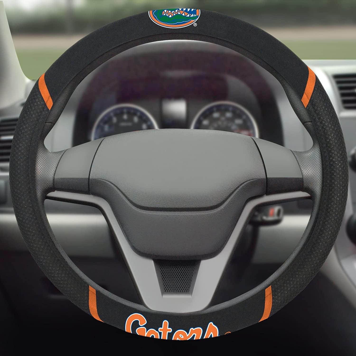 Florida Gators Steering Wheel Cover Premium Embroidered Black 15 Inch University of 3