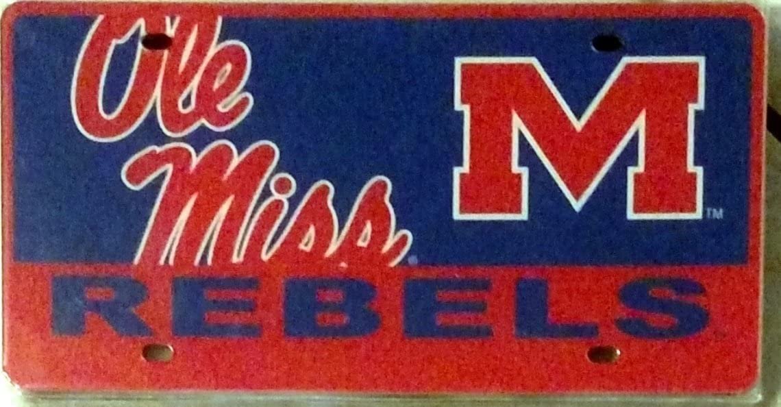 Mississippi Rebels Ole Miss Printed MEGA Style Deluxe Laser Acrylic License Plate Tag University of 1