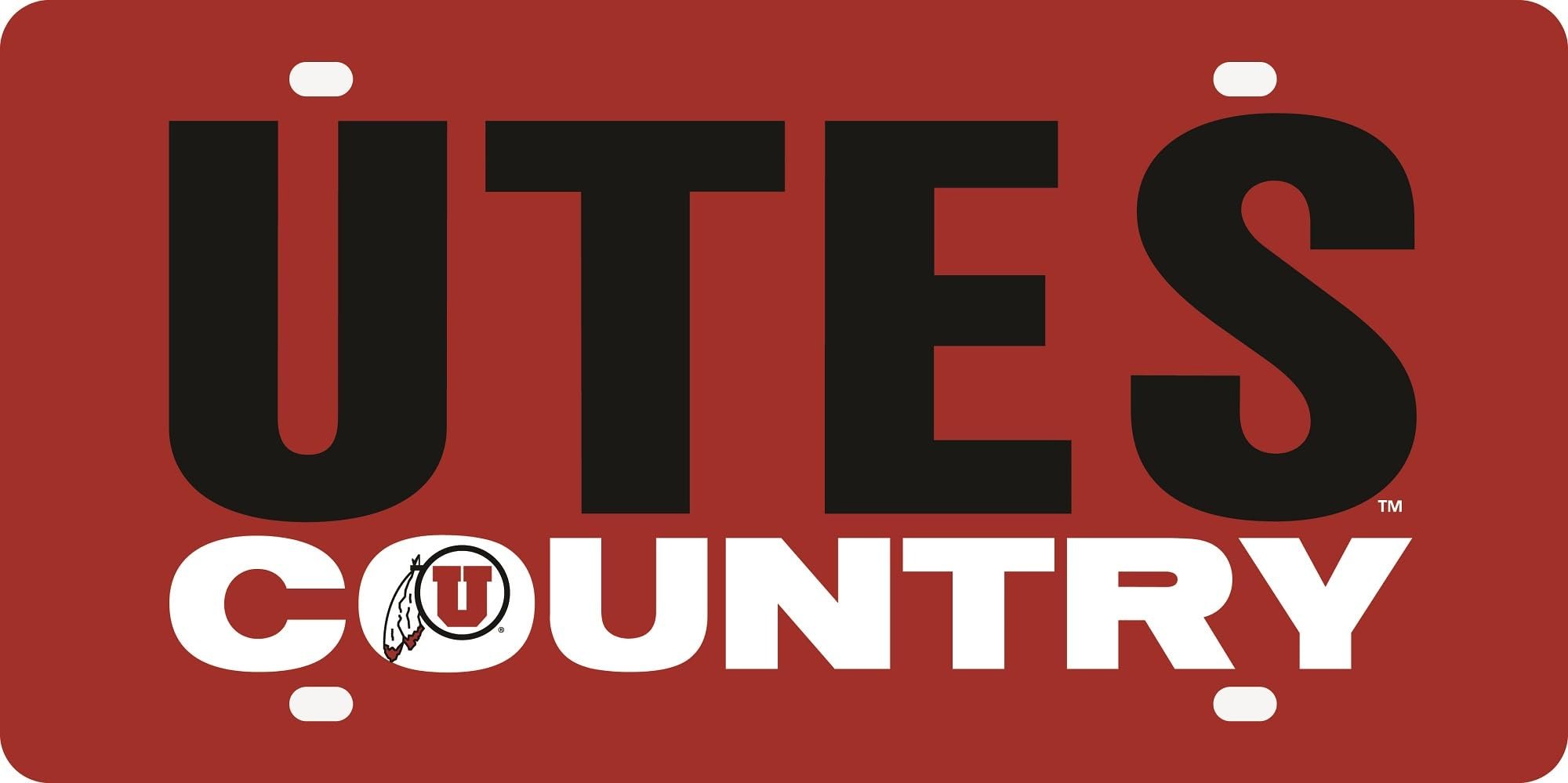 University of Utah Utes Premium Laser Cut Tag License Plate, Country Design, Mirrored Acrylic Inlaid, 12x6 Inch 1