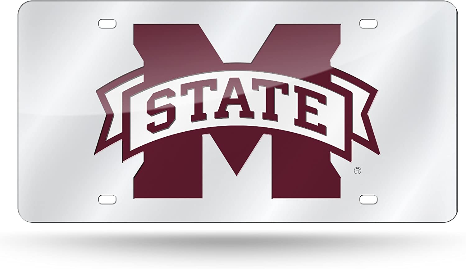 Mississippi State University Bulldogs Premium Laser Cut Tag License Plate, Mirrored Acrylic Inlaid, 12x6 Inch 1