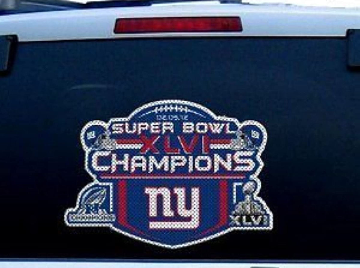 New York Giants Super Bowl Champions 12 Inch Window Film Perforated Auto Decal Sticker, One-Way Vision 1