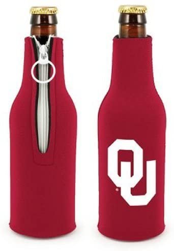 University of Oklahoma Sooners Pair of 16oz Drink Zipper Bottle Cooler Insulated Neoprene Beverage Holder, Logo Design 1