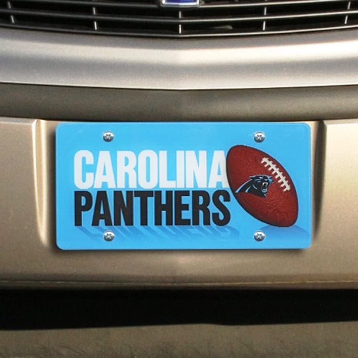 Carolina Panthers Laser Tag License Plate, Mirrored Acrylic Printed, 6x12 Inch 1