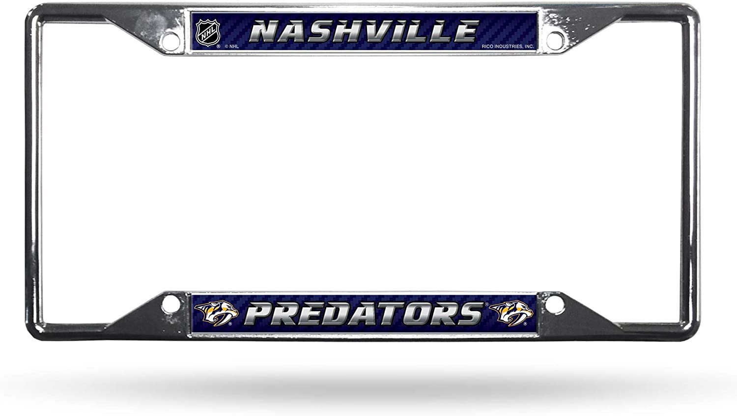 Nashville Predators Metal License License Plate Frame Chrome Tag Cover, EZ View Design, 12x6 Inch 1