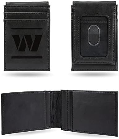 Washington Commanders Premium Black Leather Wallet, Front Pocket Magnetic Money Clip, Laser Engraved, Vegan 5
