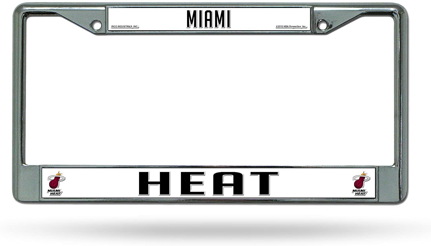 Rico Industries NBA Miami Heat Standard Chrome License Plate Frame Team Color, 6 x 12.25-inches 1
