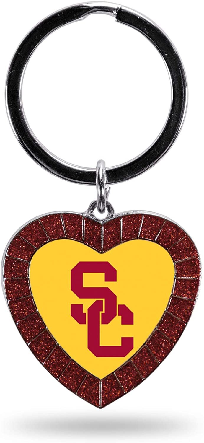 NCAA USC Trojans NCAA Rhinestone Heart Colored Keychain, Maroon, 3-inches in length