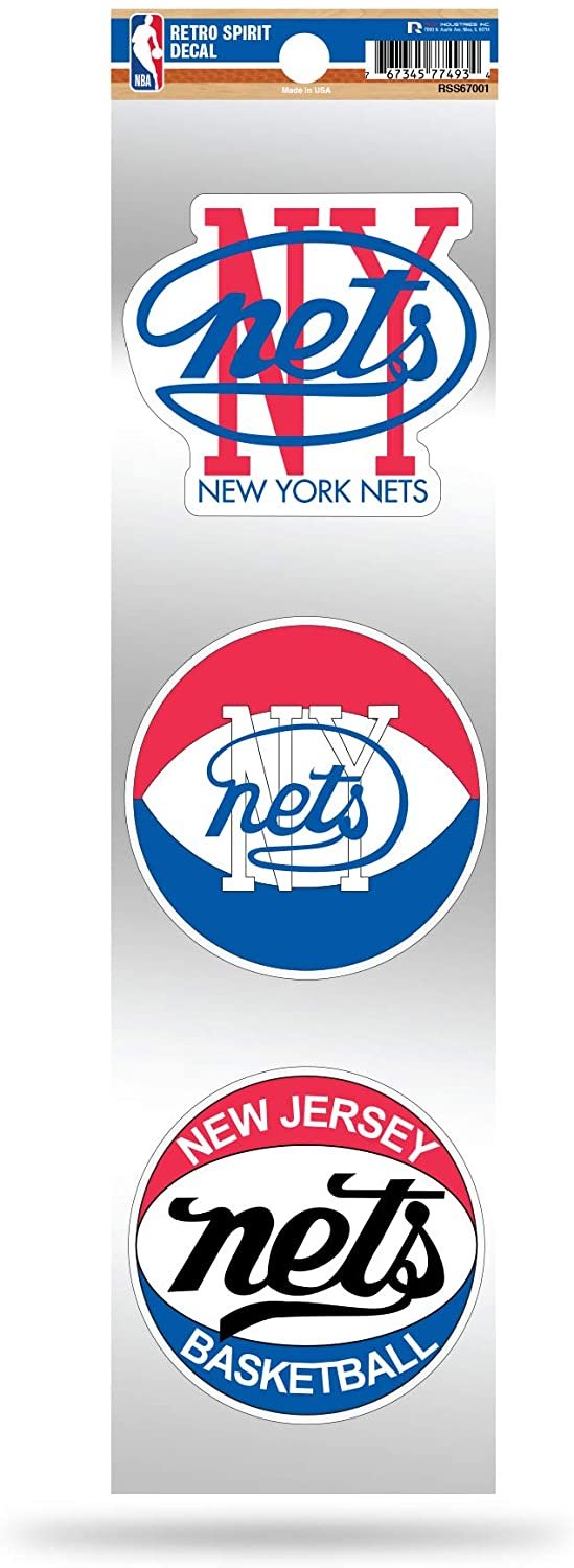 Brooklyn Nets Triple Retro Throwback Spirit Decals Flat Vinyl Auto Home Sticker Sheet Basketball 1