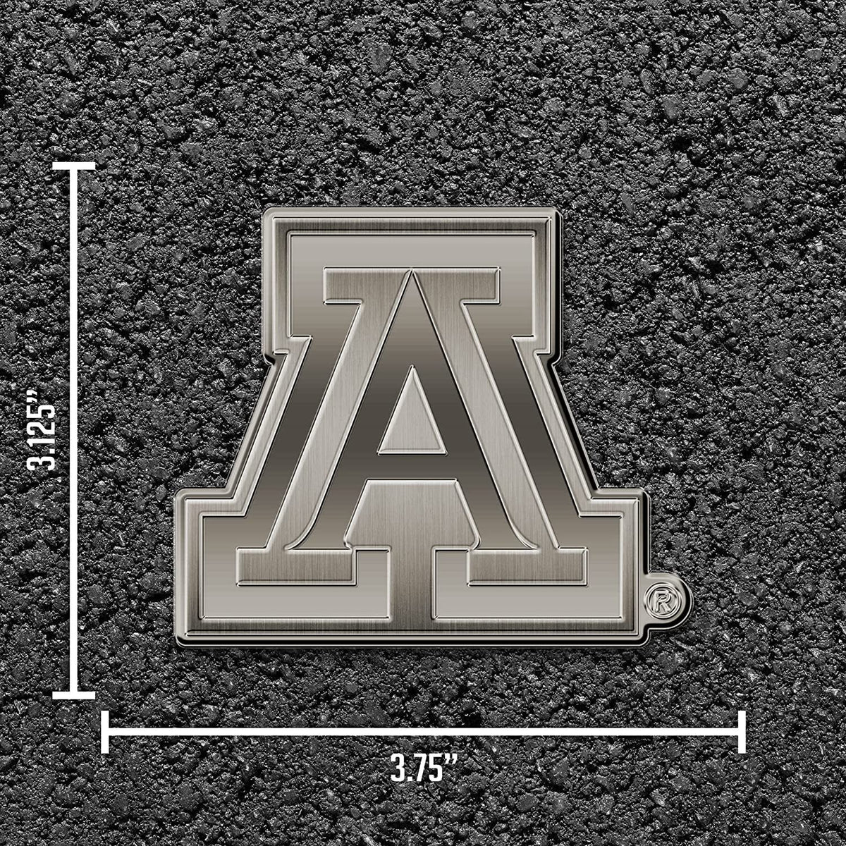 University of Arizona Wildcats Premium Solid Metal Raised Auto Emblem, Antique Nickel Finish, Shape Cut, Adhesive Backing 4