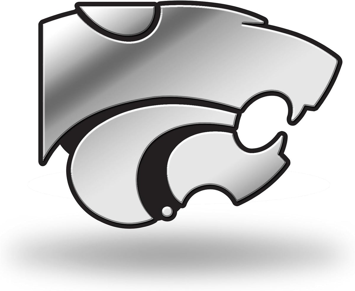Kansas State University Wildcats Auto Emblem, Silver Chrome Color, Raised Molded Plastic, 3.5 Inch, Adhesive Tape Backing