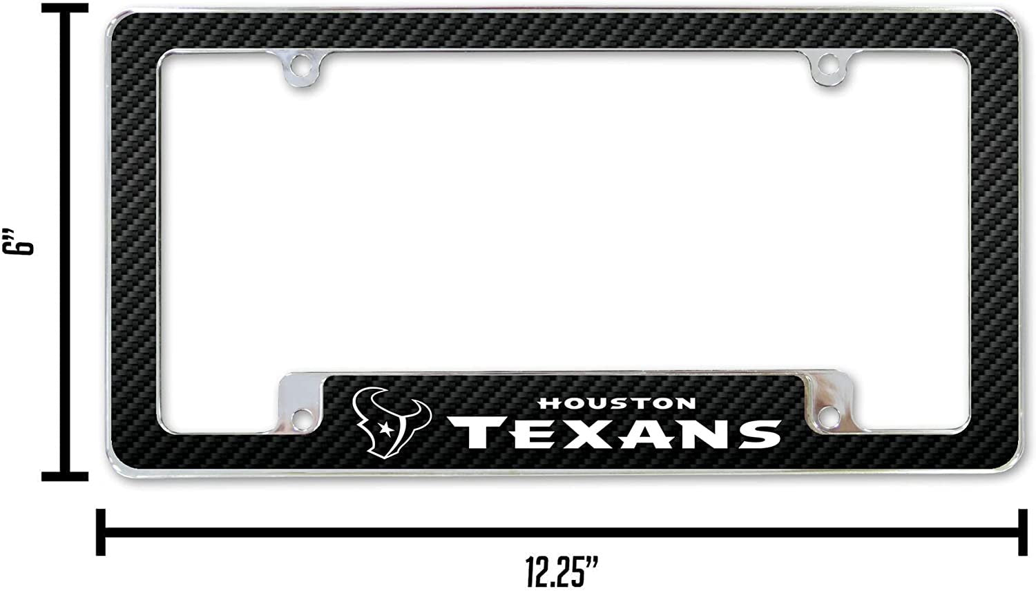 Houston Texans Metal License Plate Frame Chrome Tag Cover Carbon Fiber Design 6x12 Inch 4