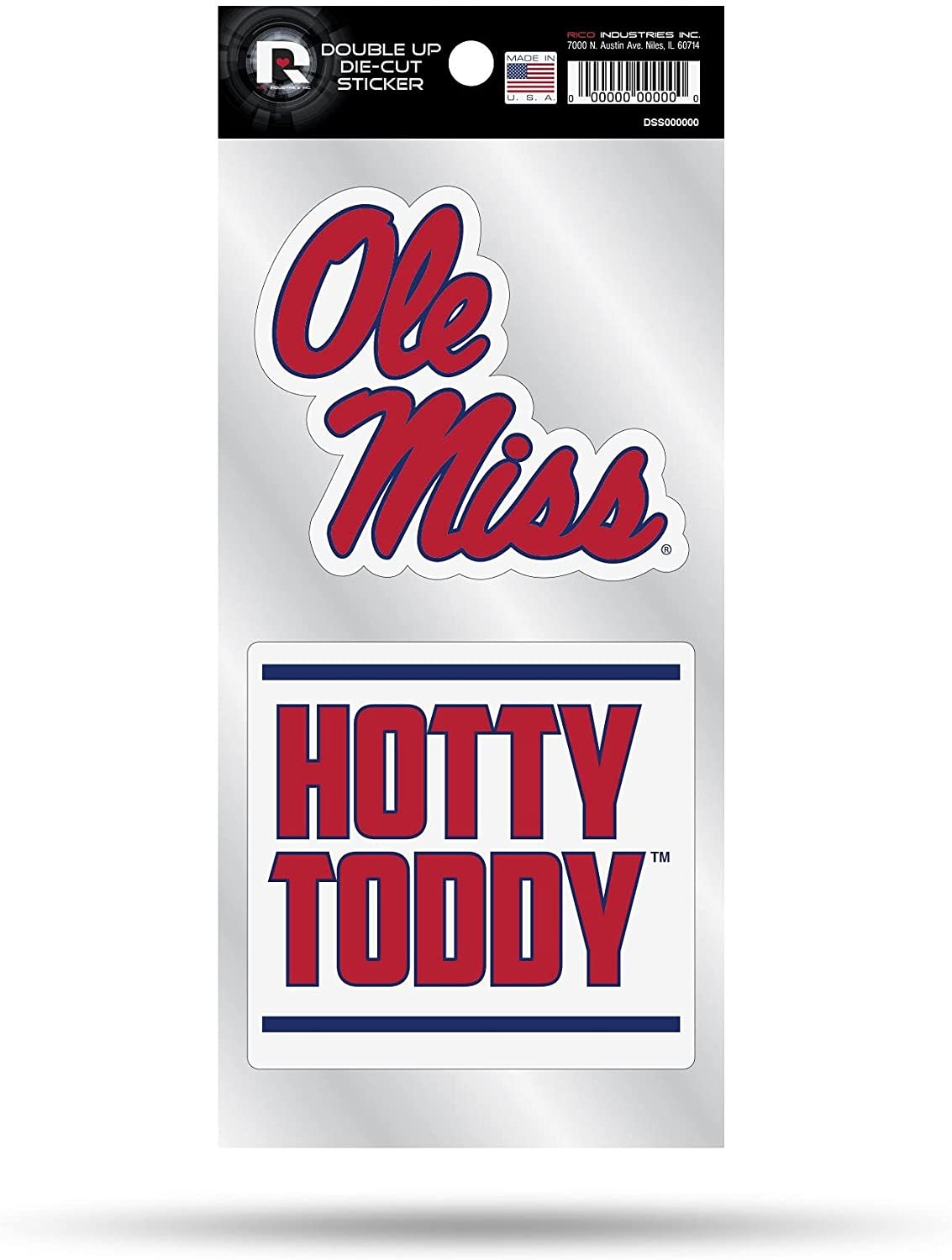 University of Mississippi Rebels Ole Miss 2-Piece Double Up Die Cut Sticker Decal Sheet, 4x8 Inch 1