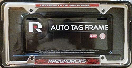 Arkansas Razorbacks EZ View Metal Chrome License Plate Tag Frame University of 1